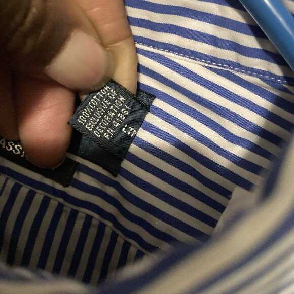 Polo Ralph Lauren Button Down Blue/White Striped Mens L Classic Fit Shirt Pony - Picture 4 of 5